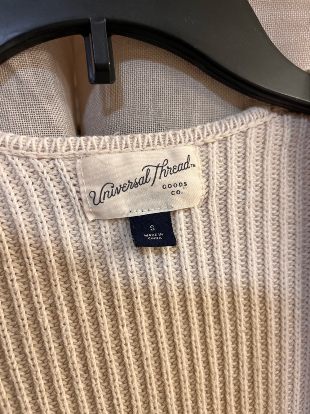 Universal Thread Cream Open-Front Ribbed Cardigan - Picture 2 of 2